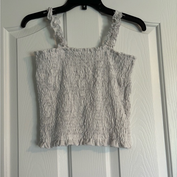 Paper Crane White Smocked Ruffled Tank Top - Picture 2 of 3